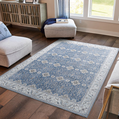 Willa Blue/Taupe Washable Dream Mink Rugs