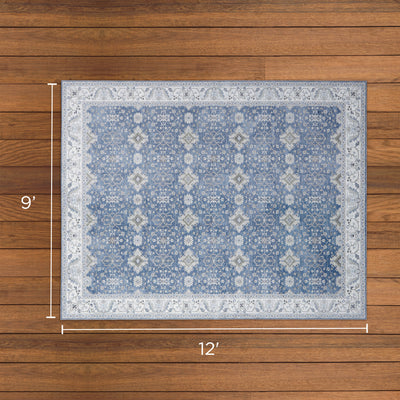 Willa Blue/Taupe Washable Dream Mink Rugs