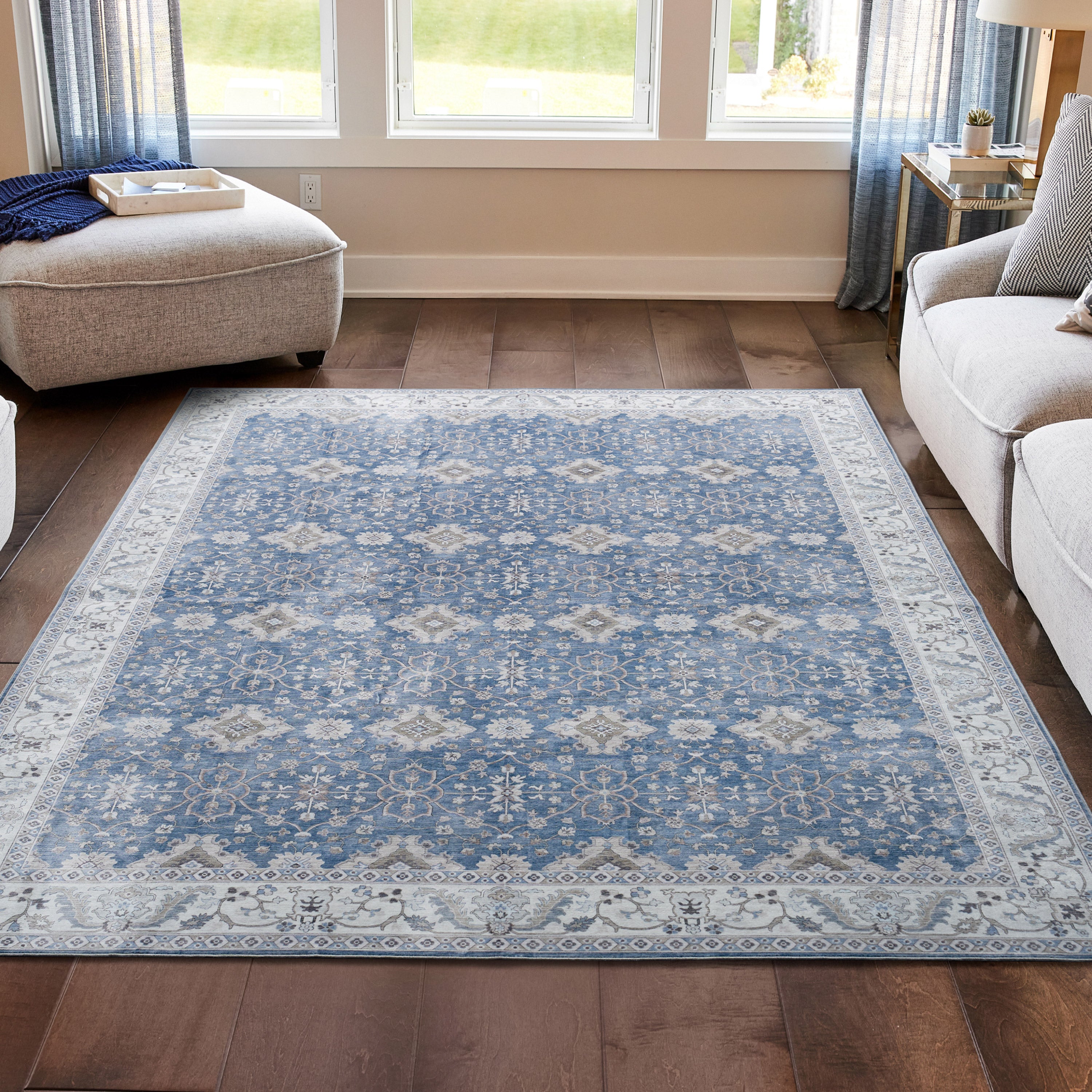 Willa Blue/Taupe Washable Dream Mink Rugs