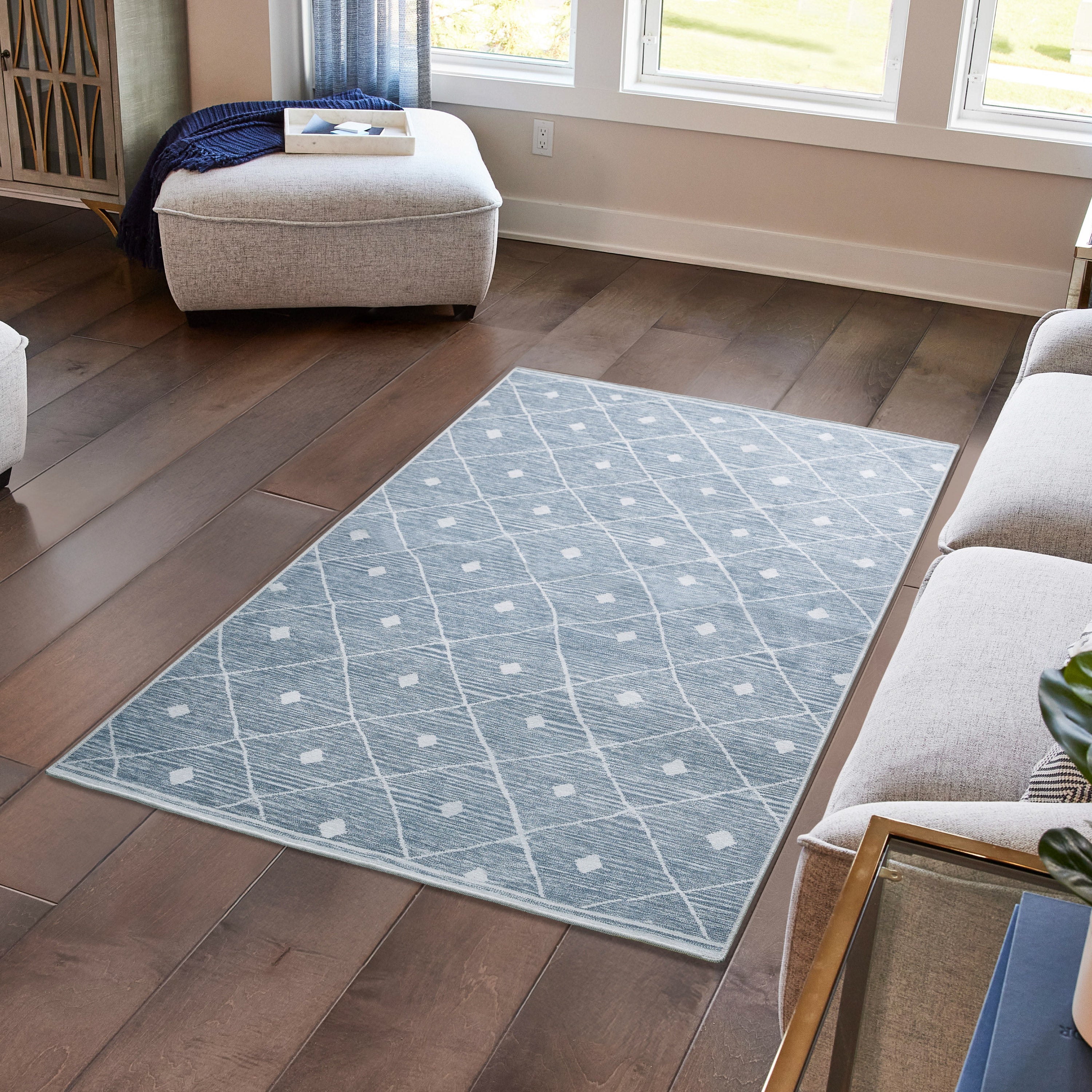 Blue Grey Seta Imagine Printed Chenille