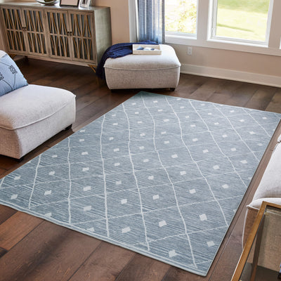 Blue Grey Seta Imagine Printed Chenille