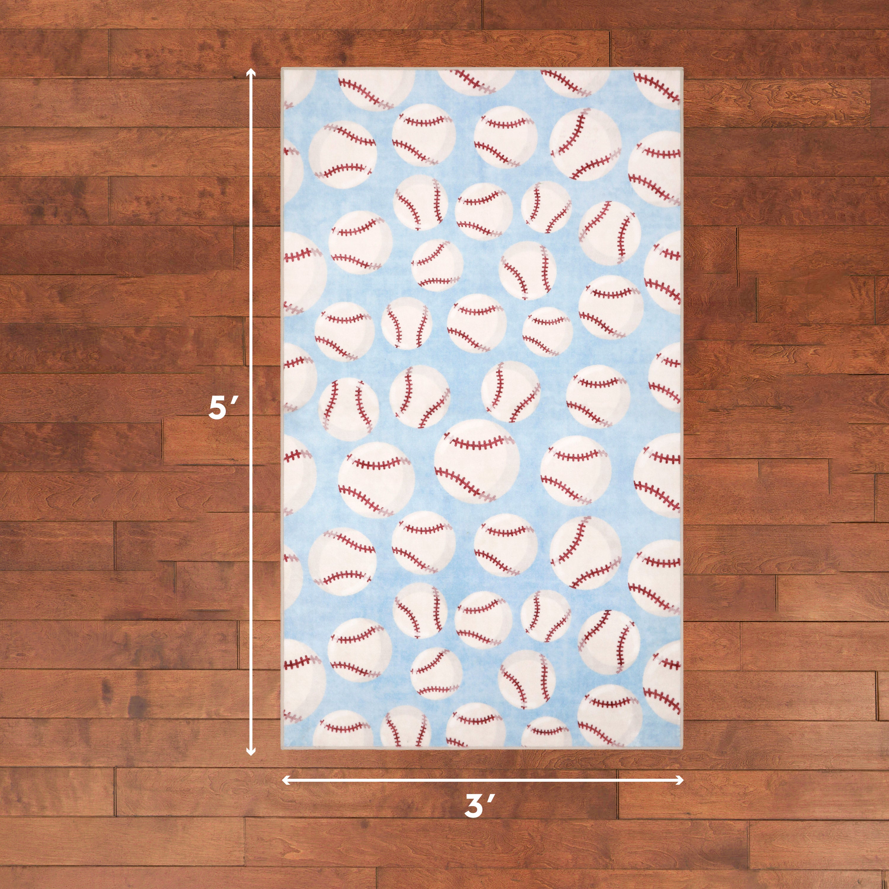 Wyatt & Ash Kids Finley Baseball Washable Rug