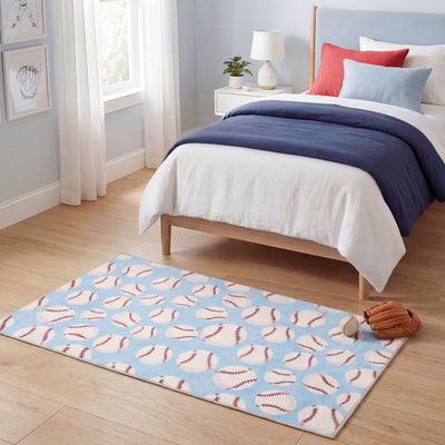 Wyatt & Ash Kids Finley Baseball Washable Rug