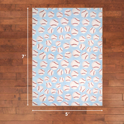 Wyatt & Ash Kids Finley Baseball Washable Rug