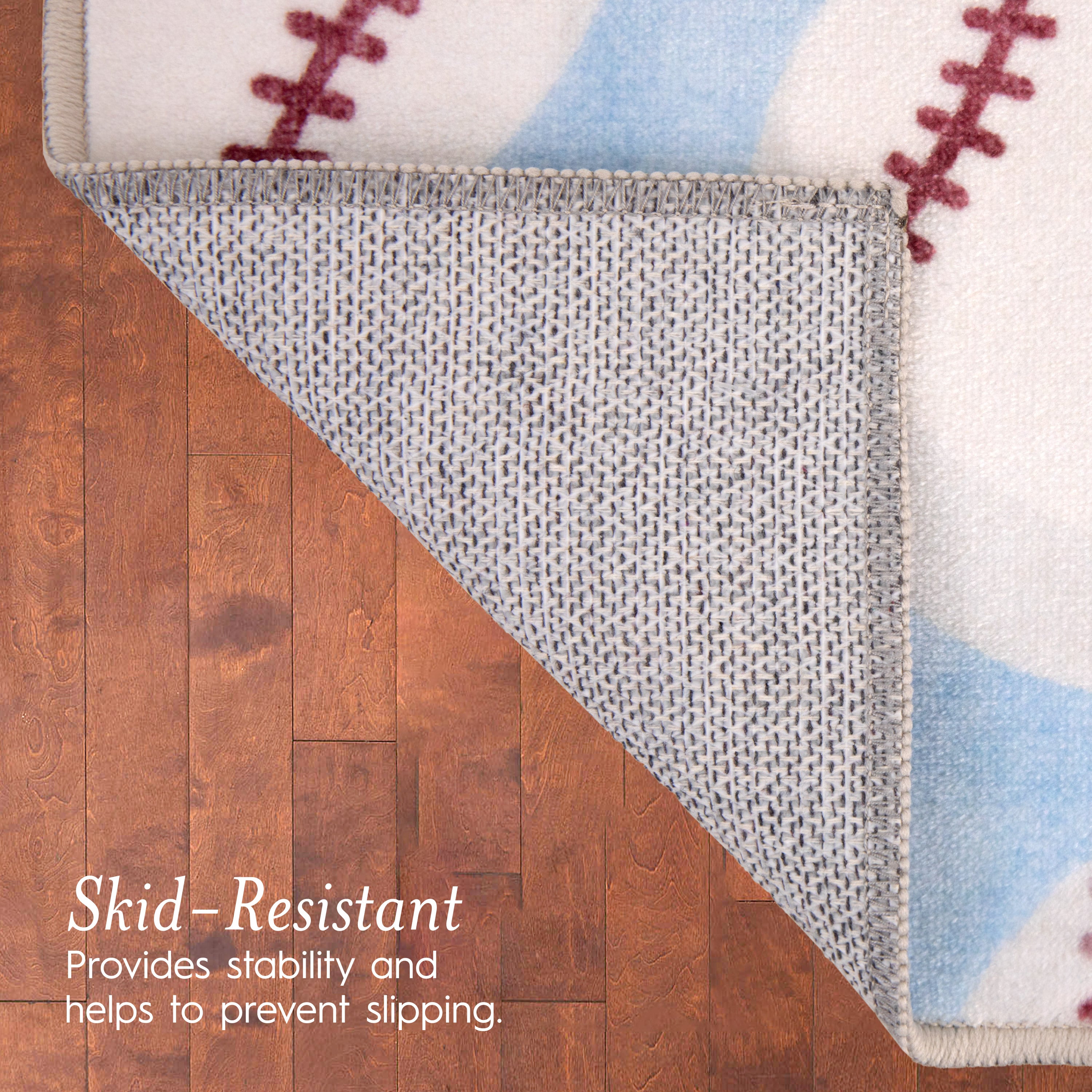 Wyatt & Ash Kids Finley Baseball Washable Rug