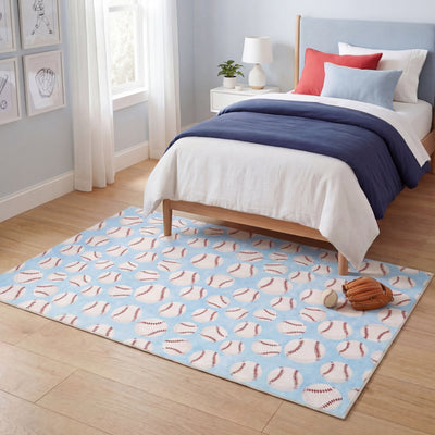 Wyatt & Ash Kids Finley Baseball Washable Rug