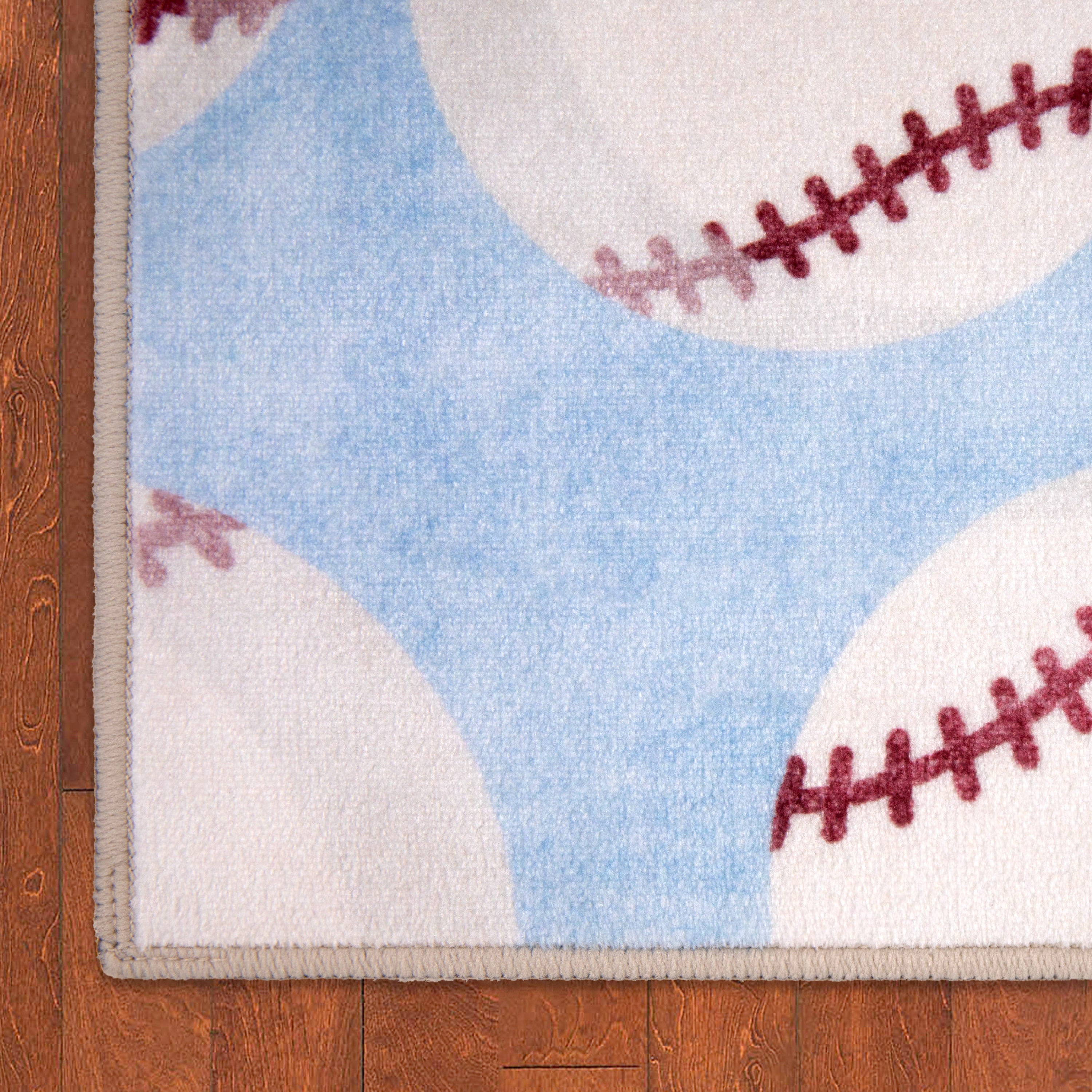 Wyatt & Ash Kids Finley Baseball Washable Rug