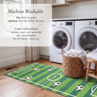 Wyatt & Ash Kids Finley Soccer Field Washable Rug