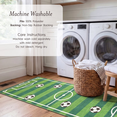 Wyatt & Ash Kids Finley Soccer Field Washable Rug