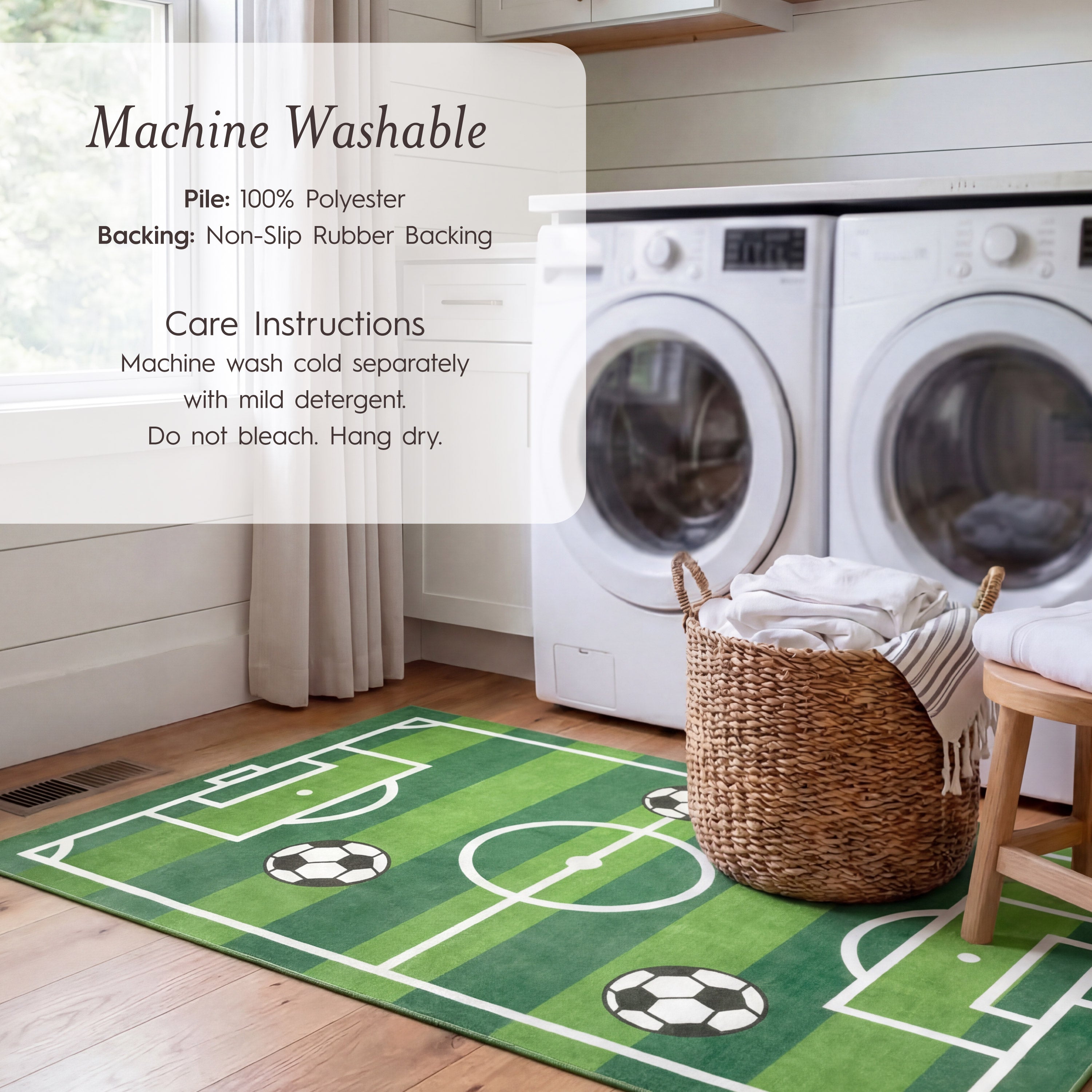 Wyatt & Ash Kids Finley Soccer Field Washable Rug