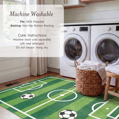 Wyatt & Ash Kids Finley Soccer Field Washable Rug