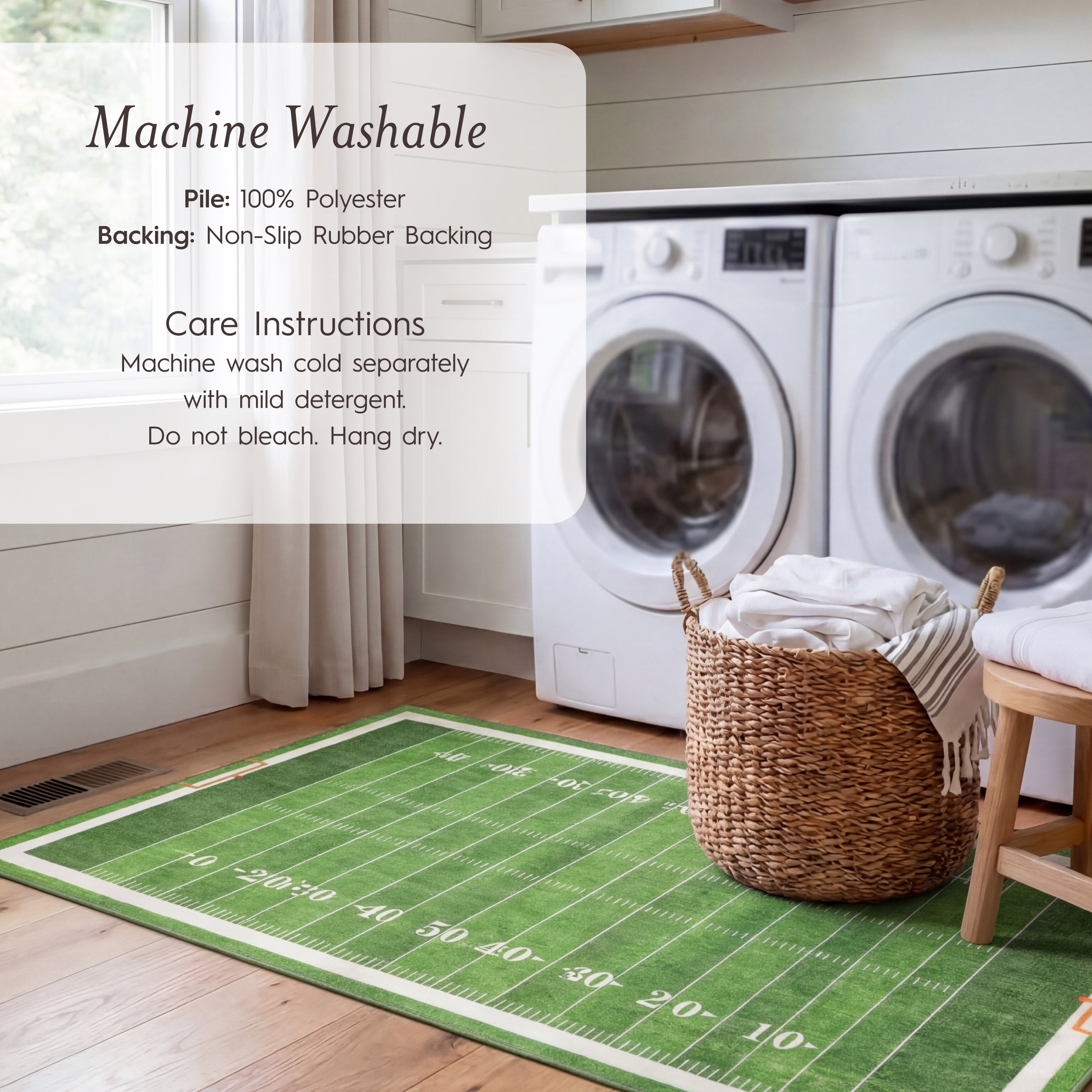 Wyatt & Ash Kids Finley Football Washable Rug