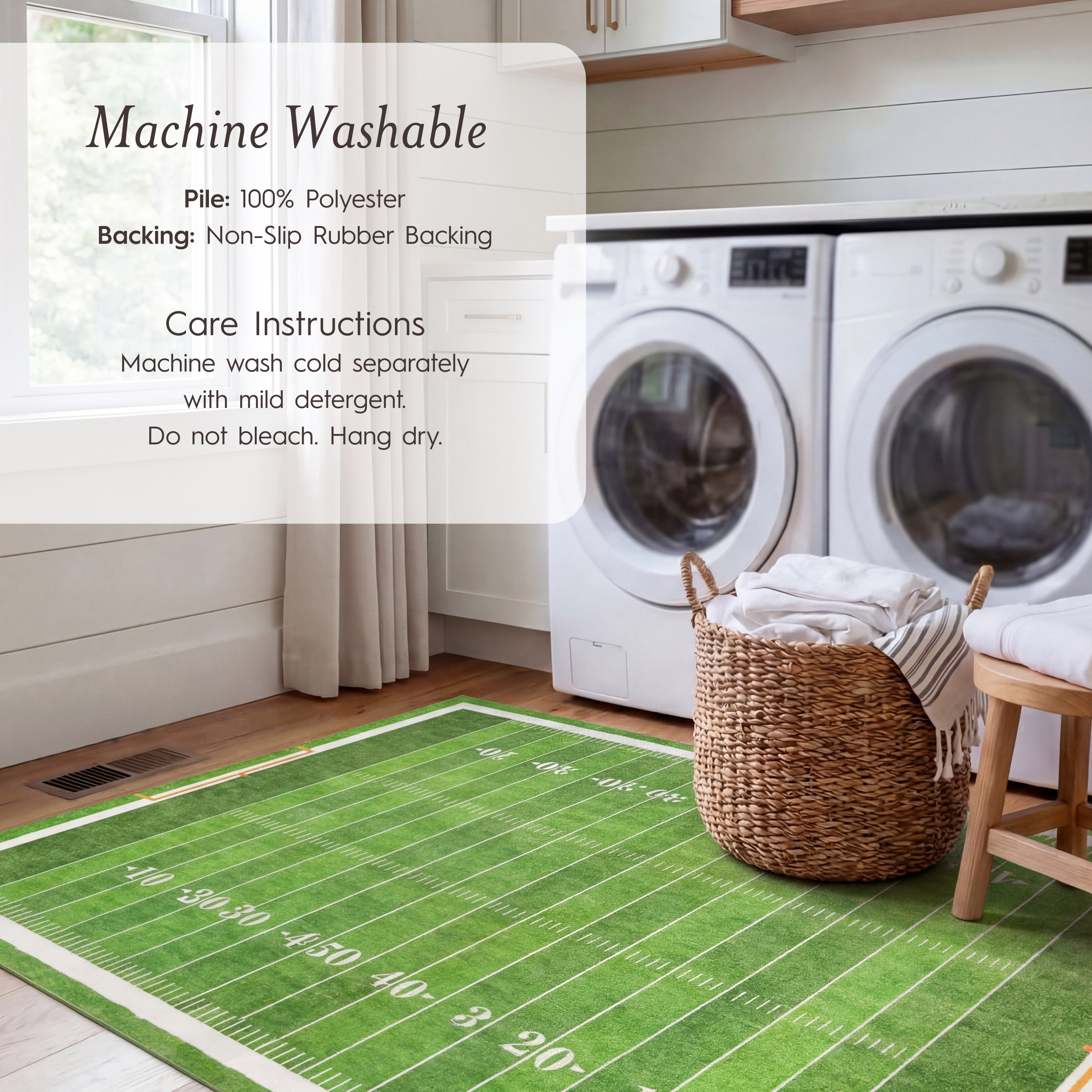 Wyatt & Ash Kids Finley Football Washable Rug