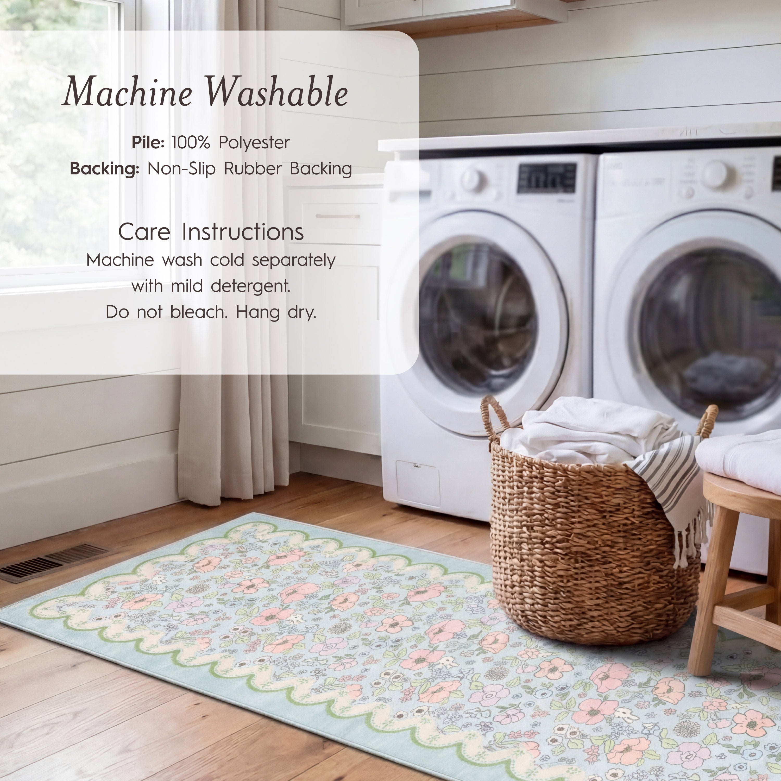 Wyatt & Ash Kids Finley Scallop Border Washable Rug