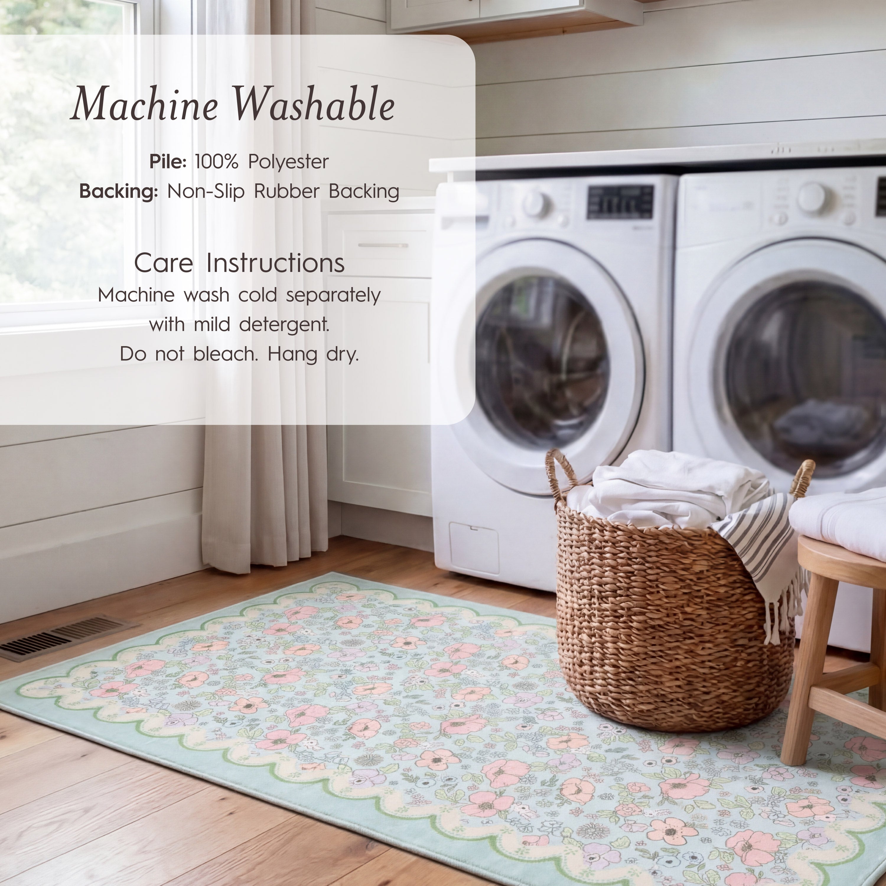 Wyatt & Ash Kids Finley Scallop Border Washable Rug